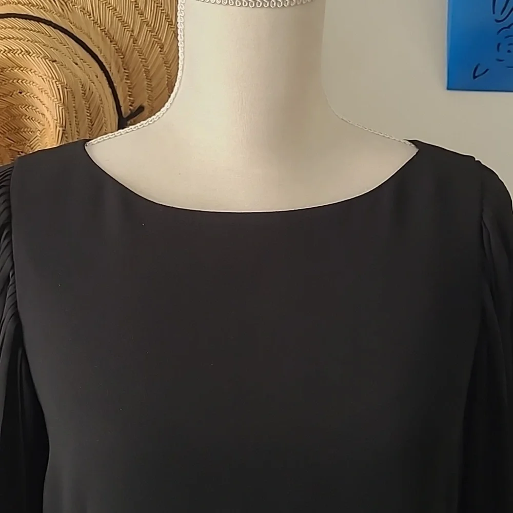 White House/Black Market Classic Black Dress with Long Crepe Sleeves - Size 4 - Picture 3 of 13